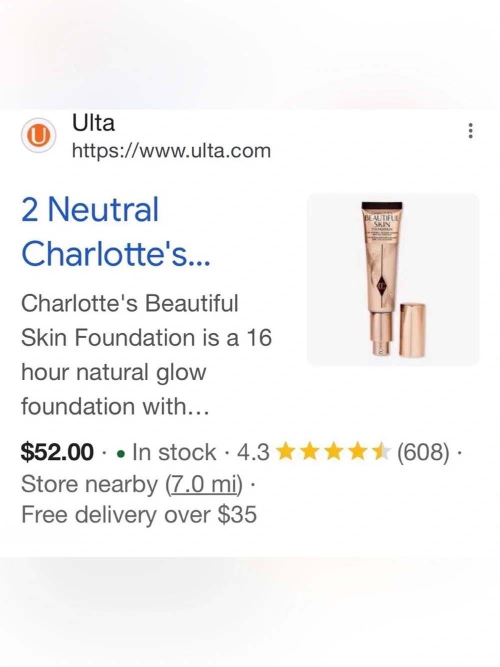 Charlotte Tilbury Beautiful Skin Foundation - 2 Neutral - I have 5.